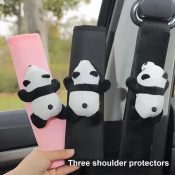 Saugos Diržo Pagalvėlė Mielas Panda Apima Su Kvėpuojantis Dirželis Trinkelėmis Ledo Šilko Saugos Diržą, Universalus Automobilio Sėdynė Dirželio Kempinėlės Patobulintas Automobiliai