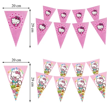 1 Stygos Pink Cat Reklama Trikampis Vėliavėlių Girlianda Merginos Gimtadienio Prekių Cute Kačių Šalis Kabinti Apdailos 20x29cm