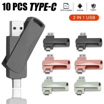 10vnt/daug 2 IN 1 telefonų Išmanųjį telefoną USB Flash Diskas 128GB C Tipo Pen Drive 64GB 32GB 16GB USB 2.0 costomized logotipas dovana