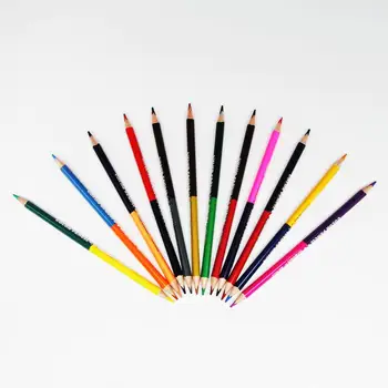 12PCS/SET 24 Spalvų kūrybos dvispalvis profesionalių spalvotų pieštukų mokyklą vaikas piešimo meno tiekimo kokybės medienos pieštukų rinkinys
