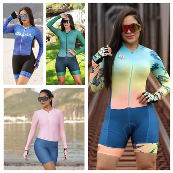 2023 Triatlonas Moterų Dviračių Jersey drabužių Skinsuit Jumpsuit Maillot Ropa ciclismo mujer hombre ilgomis rankovėmis drabužiai šortai