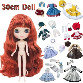 30cm DBS Blyth 7 Kilnojamojo Sąnarių Mergina Suknelė 3D Akis Žaislas su Drabužių Vaikams, Žaislų Mergina Vaikų Dovanų