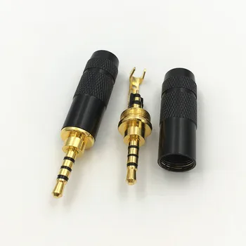 4Pcs 2,5 mm 4 Polių Stereo Male Plug Lydmetalis 6MM Ausinių Garsiakalbio Laido Adapteris, Black / Silver 