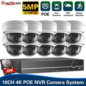 5MP POE Saugumo kamerų Sistema 4K 10CH POE NVR Rinkinys, Lauko Wateproof CCTV-IP Dome Kamera, Vaizdo Stebėjimo Sistemos Komplektas 8CH XMEYE