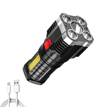 Atsparus vandeniui, Galingas Super Ryškus 5 Branduolinio Sprogimo Nešiojamą USB Įkrovimo avantiūra Led Žibintuvėlis Nešiojamų Naktį