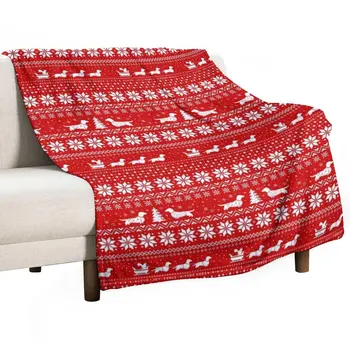 Dachshunds Kalėdinis Megztinis Modelis Mesti Antklodė Minkšta Lova, Antklodes Iškylą Antklodė Sunkiųjų Antklodė Labai Didelis Mesti Antklodę