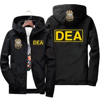 DEA logotipą, Jungtinės amerikos valstijos POLICIJOS Užtrauktukas, striukės Vyrai Atsitiktinis Negabaritinių Kailis chaquetas hombre 7XL Švarkelis, Harajuku Streetwear