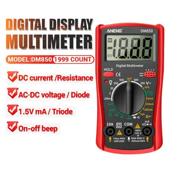 DM850 Automatinė Profesionalus Skaitmeninis Multimetras 1999 Skaičiuoja Auto AC/DC Votage Testeris Omų Srovė Ammeter Detektorius Įrankis