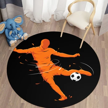 Futbolo simbolių playball modelis apvalus kilimas gyvenimo kambario, miegamasis miegamasis, virtuvė, balkonas, vonios kambarys, restoranas grindų kilimėlis kilimas