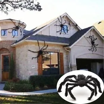 Helovinas 75cm/200cm Imituojamas Juodas Voras Helovinas Apdailos Haunted House Prop Patalpų Lauko Giant Spider Dekoro 2023