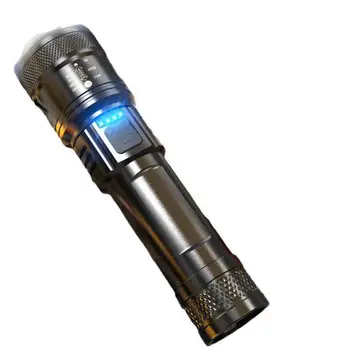 LED Žibintuvėlis Stiprios Šviesos Lauko Įkrovimo Super Šviesus USB Teleskopinis Fokusavimo Avarinis Namų Žibintuvėlis Kempingas Fakelas