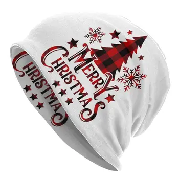 Linksmų Kalėdų, Laimingų Atostogų Beanie Kepurė Unisex Žiemos Variklio Dangčio Homme Megztos Kepurės Kietas Lauko Languotas Pledas Skullies Beanies Skrybėlės