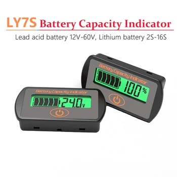 LY7S Paspauskite Tipas LCD Skaitmeninis Ekranas Švino-Rūgšties Baterijos Ličio Baterijos Talpos Indikatorius Voltmeter DC 12V-60V Kolonėlė