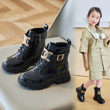 Mergina patogus plokšti batai vaikams, smėlio spalvos trumpi batai princesė rudenį ir žiemos mados batai & 344 studentai juodi batai 21-36