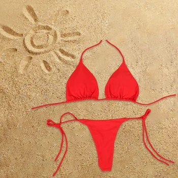 Moterims Dviejų dalių Seksualus maudymosi kostiumėlį Apynasrio Kelnaitės ir Liemenėlės Bikini Komplektas Nėrinių Spandex Plono Elastinga, Kieta Beach Party