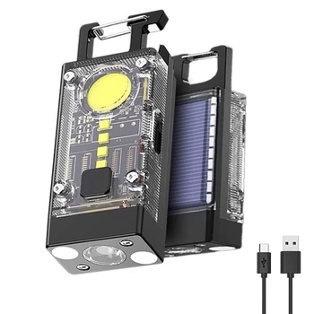Nešiojamas Žibintuvėlis LED, COB Avarinės Lempos 500LM Saulės Tipo-C USB Įkrovimo 500mAh Vandeniui IPX4 dėl Elektros energija Nutraukimo Pagalbos