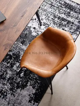 Nordic Light Prabangus Odinis Valgomojo Kėdė, Kėdės Studijų Porankiai Kėdė Dizaineris Minkštos Odos Pramonės Retro Stiliaus Kėdė