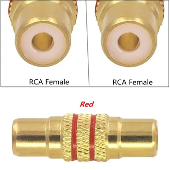 Paauksuoti RCA AV Audio Video Jungtis Moterų RCA Female Adapter Raudona
