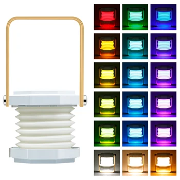 RGB Žibinto Lempa, 18 Spalvų, Sulankstomas Touch Pritemdomi Naktį Žibintai Nešiojamas USB Įkrovimo už Miegamojo, Lauko Kempingas, Žvejyba