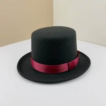 sombrero de copa británico Magas aukštos skrybėlę Britų juoda džiazo top hat vyrų ir moterų teismas džentelmenas butas fetrinė skrybėlė