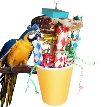 Spalvinga Papūga Kramtyti Žaislus Papūga Maitinimosi Natūralūs Paukščių Taurės Kramtyti Žaislus Papūga Conure Cockatiel Lovebird Ir Mažiems Paukščiams