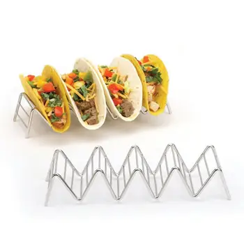 Stilingas Meksikos Maisto Stovo Lengva Naudoti Taco Turėtojai Aukštos kokybės Praktinio Nerūdijančio Plieno Iškylą Patogus Bangos Formos Modernios