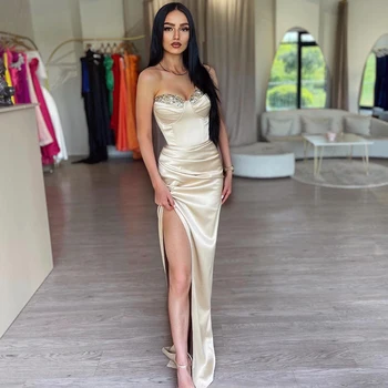 Thinyfull 2023 Undinė Prom Dresses Oficialų Sequines Padalinta Vakaro Suknelė Seksualus Saudo Arabija Kokteilis Prom Chalatai Pasirinktinis Dydis