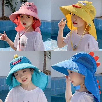 Vaikams, Saulės, Skrybėlę Vasarą Vaikai Lauko Kibiro Kepurę Anti UV Apsauga Paplūdimio Kepurės Berniukas, Mergaitė, Kaklo, Ausų Padengti Kelionės Flap Kepurė Vaikams