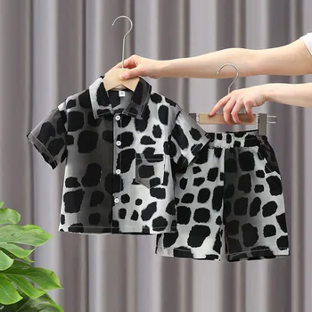 Vaikų Kostiumas Berniukų Vasaros Leopard-print trumparankoviai Marškinėliai + Šortai Dviejų dalių Kostiumą Berniukams 