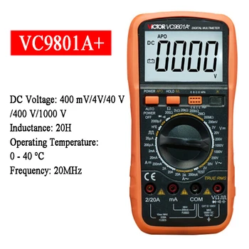 VIKTORAS 9801A+ 3 1/2 LCD Ekranas Skaitmeninis Multimetras Elektros Skaitiklis AC/DC Voltmeter Ohmmeter Rankena, Testeris