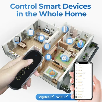 WiFi Smart Belaidžio Tinklo Jungiklis ZigBee Ryšio Nuotolinio 4 Pagrindinių Kontrolės Touch Šviesos Jungiklis Nuotolinio Valdymo Pultą Smart Home Juoda