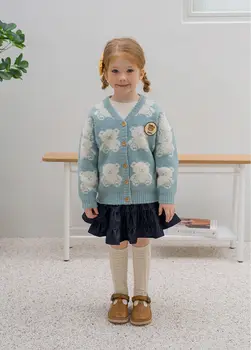 Korėjos PS 2023 Rudens Žiemos Nauja Vaikų Megzti Megztinis Vaikų Mergaičių Mielas Megztinis Kailis Baby Girl Žiemos Drabužių