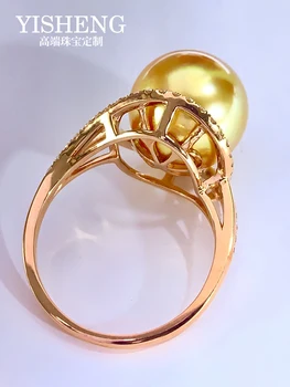 Filipinų Nanyang Aukso Perlas Natūralus Storio Aukso 18K Rose Gold Diamond Turas Labai Šviesus Jūros Perlų Žiedas