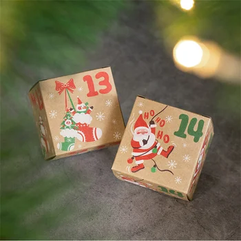 24pcs/set Kalėdų Dieną Ateina Kalendorius Saldainių Dėžutė Atgalinės atskaitos Kraft Popieriaus Dovanų Dėžutėje Kalėdinė Dekoracija Namuose Kalėdos Šalis Navidad