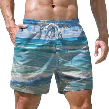 Jūros Bangų 3D Atspausdintas vyriški Šortai Mados Tendencija vyriški Paplūdimio Šortai Atostogų Stiliaus vyriški Šortai Vasarą Aukštos Kokybės vyriški Šortai