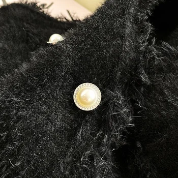 Moterų Mažųjų Kvepalų Megztinis Liemenė Švarkas Elegantiškas V-kaklo Perlų Button Cardigan Kišenėje Naujas 2022 Mados Atsitiktinis Kailis Viršų