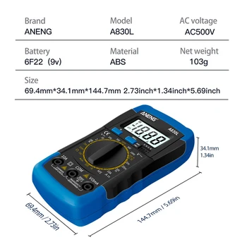 Naujas A830L Multimetras Testeris Priemonė, Mini Kišenėje, Rankoje Skaitmeninis Multimetras Multimetr LCD AC/DC Įtampa Srovės Diodų Dažnis